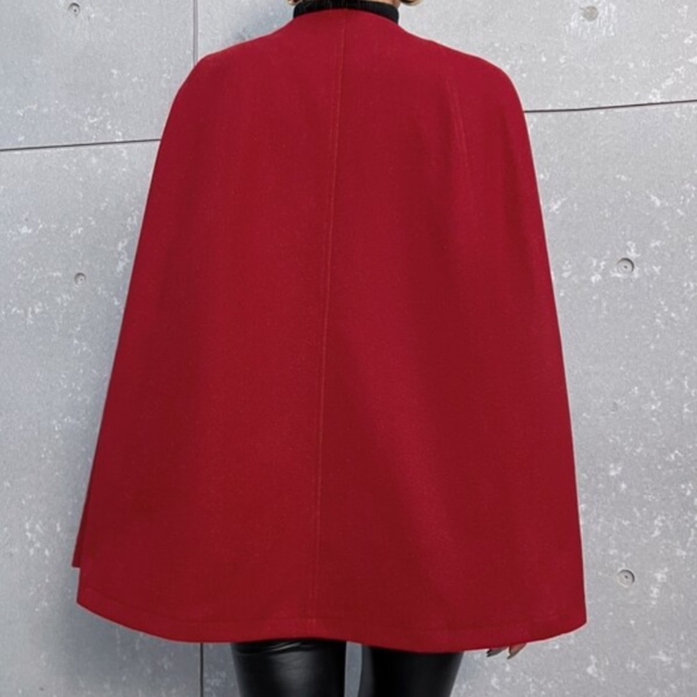 Cozy Black Button up Classic Cape Jacket Coat Work - Picture 3 of 14
